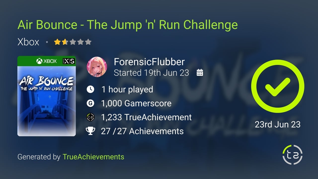 Air Bounce - The Jump 'n' Run Challenge achievement summary